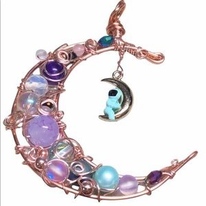 💕🎈gorgeous moon handmade wrapped -man in the moon charm
